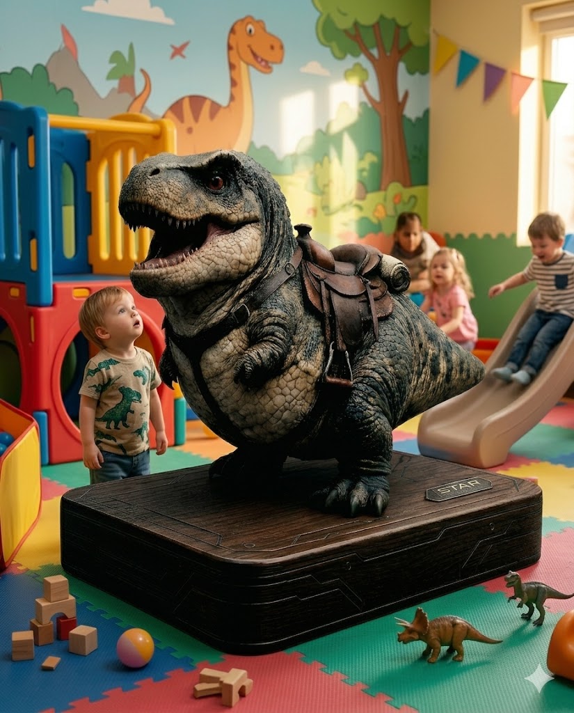 Chibi T-Rex riding toy front angle